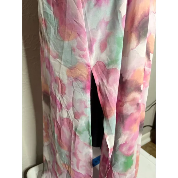 Torrid Watercolor Kimono Coverup 0X Pink Green NWT Beach Resort Summer - Picture 4 of 6